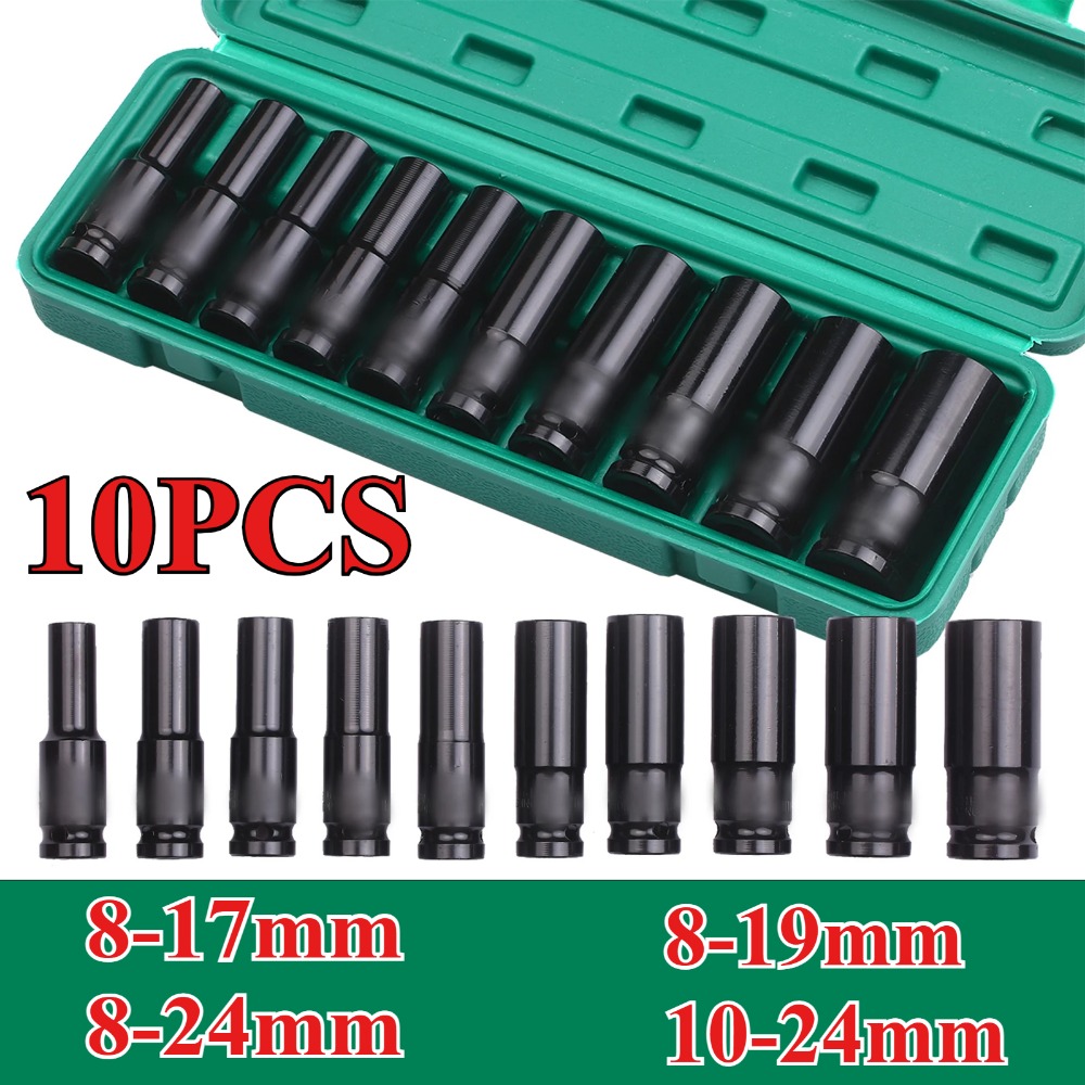 Pneumatic Impact Wrench - 1/2Inch Drive 6-Point Impact Socket Set